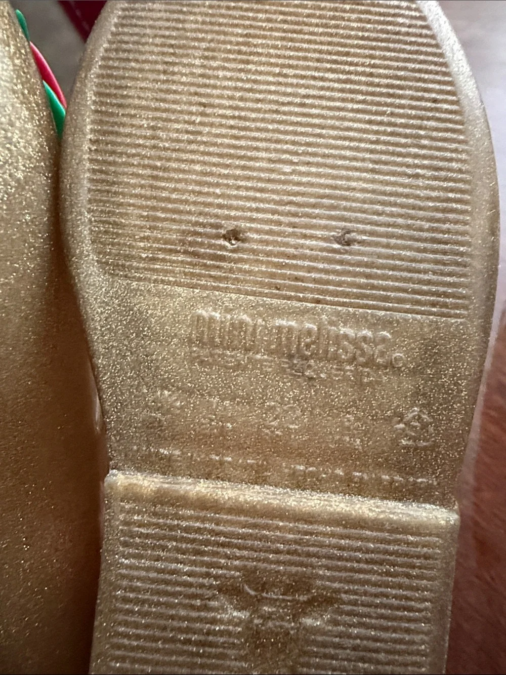 Mini Melissa Gold Glitter Disney Belle Mary Janes